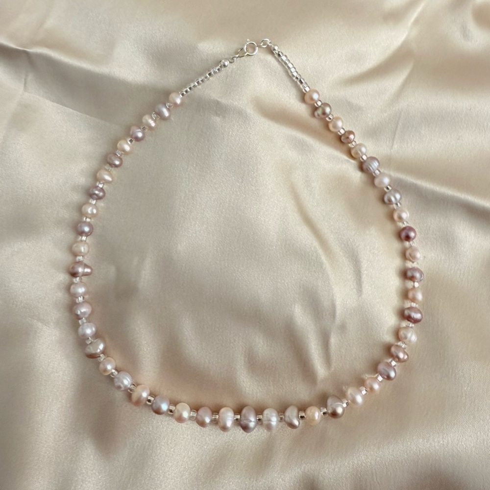 Baroque Freshwater Pearl Minimalist Necklace With Sterling Silver Accents
